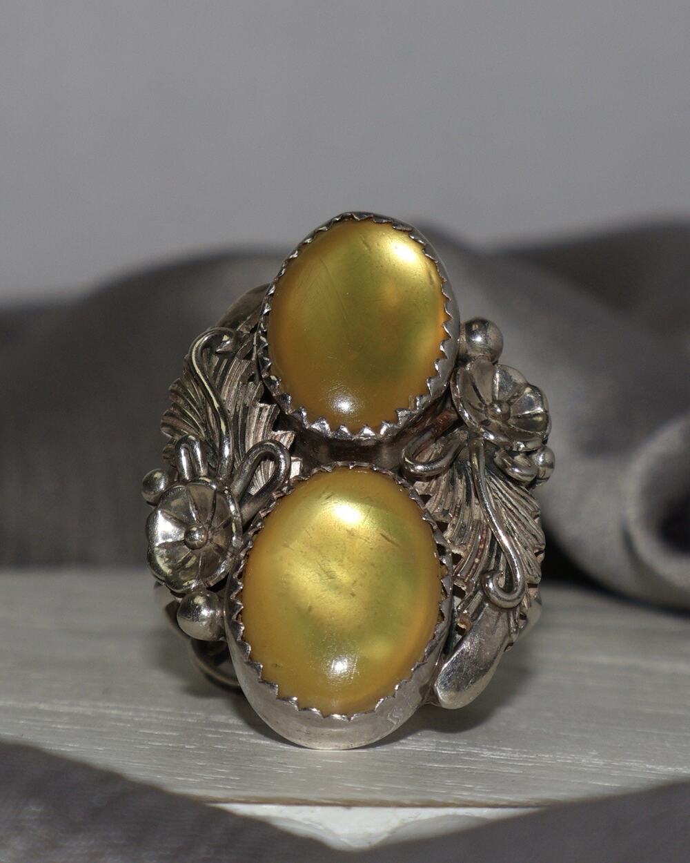 Vintage Navajo Sterling Silver Flower Ring 7.1G / Sz 10